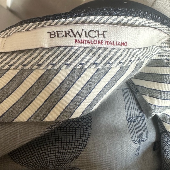 Made in Italy Mens Berwich Trousers Navy Blue Wool Blend - Picture 3 of 3